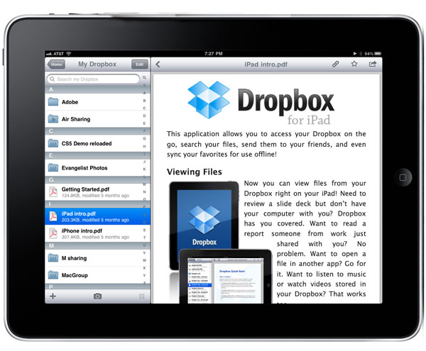 how to download files ipad dropbox